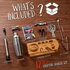 Cocktail Shaker Set Bartender Kit   12-piece Bar Tool Set With Bamboo Stand 