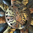 Rustic Sun Burst   Moon 3d Bronze Brass Gold Colored Metal Wall Art Decor 16 