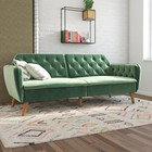 Memory Foam Futon Sofa Bed - Light Green Velvet Convertible Couch Sleeper