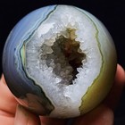 Top 197g Natural Polished  Agate Geode Sphere Ball Crystal  Healing L4098