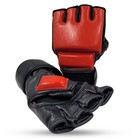 Genuine Leather Mma Grappling Gloves Open Finger Sparring Training Gloves