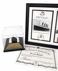 Titanic  Olympic    Queen Mary Artifacts   Genuine Framed Relics 15x8   W  Coas