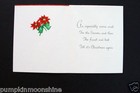 Vintage Unused Nos Xmas Greeting Card Sweet Girl In Red Holding Poinsettias