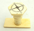 2  Vtg Antique Nautical Scrimshaw Compass Whale Stamp