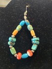 Sterling Silver Turquoise   Orange Spiney Bead Dangle Earrings