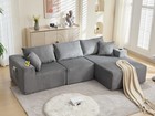 L Shaped Corduroy Sofa Cloud Couch Compression Boneless Sofas W  5 Throw Pillows