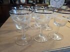 8 Vintage France 4 3 4    Wine Stemmed Glasses Etched Leaves Silver Rim - Nice