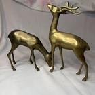 Vintage Brass Buck   Doe Deer Pair Vintage Figurines sculptures Set Of Two Decor