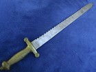 Original Antique German Or Swiss Brass Handle Sawback Bayonet Style Short Sword