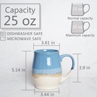 Bosmarlin Extra Large Ceramic Coffee Mug  25 Oz  Dishwasher 25 Ounces  Blue