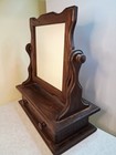 Vintage Dresser Top Vanity Shaving Mirror With Drawer  Swivel Mirror