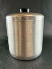 Vintage Brushed Aluminum Flour Canister With Lid Black Knob Mcm Kitchen Decor