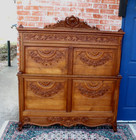 French Antique Carved Normandy Oak Louis Xv Full Size Bed