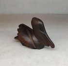 Vintage Ironwood Pelican Hand Carved Wood Statue Miniature Bird Dark Collectible