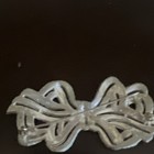  Vintage Silver Tone Bow Brooch Pin Clear Rhinestones 