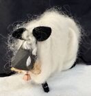 Needle Felted Wool Sheep Americana Craft With Brass Bell 