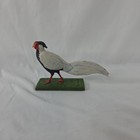 Vintage Handmade Hand Painted Wooden Silver Pheasant Carving John Schmidt 1992