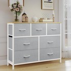 Jhk Bedroom 7 Fabric Drawers Dresser wood Top clothes Organizer Storage Cabinet