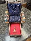 Vintage Wooden Rocking Chair Pin Cushion Sewing Thread Spool Holder 