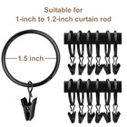 40 Pcs Curtain Rings With Clips curtain Clip Rings Hooks 1 5 Inch Diameter Fi   