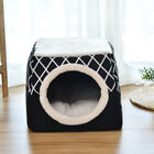 Pet Cat Dog Nest Bed Puppy Soft Warm Cave House Mat Pad Kennel Igloo Gray Black