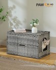 Pawz Road Rattan Cat Litter Box Enclosure With Tall Doorway   Mat For Large Cats
