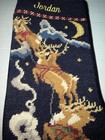 Lands  End Personalized Jordan Christmas Stocking  Santa   s Sleigh And Reindeer