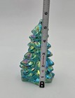 Christmas Holiday Tree Teal Carnival Mosser Glass 5 5  Iridescent Fenton Style 