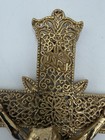 Vintage Filigree Brass Ornate Gold Tone 9  X 5 5  Crucifix Wall Hanging Gallo Ny