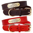 Real Leather Personalized Dog Collars Name Id Collar With Nameplate Engraved S-l