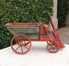 Antique Folk Art Primitive 1900s Painted Wooden Dump Cart Pull Toy 
