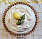Vintage 2 Piece Lemon Meringue Pie Ceramic Covered Dish Keeper Plate Realistic