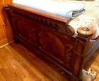 Victorian Eastlake Little House Otp Full Sized Walnut Burl Wood Bed   Vanity