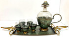 Vntg Jewish Shabbat Kiddush Cups Pitcher Serving Tray Set Judaism Israel Judaica