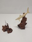 John Perry Mako  2  Sharks Sculpture Burl Driftwood Vintage Nautical Coastal 