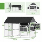 Pawhut Chicken Coop  Wooden Chicken House With Run   Nesting Boxes  Gray