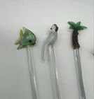 Vtg Set Of 9 - Blown Glass Swizzle Sticks Cocktail Stirrers - Birds Fish   More 