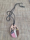 Vintage Native American Carved Hand Painted Necklace wall Decor Women-signed