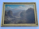 Antique 19th Century Landscape Panting Listed Large Cows Woman 1882