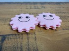 Vintage Ambi Toy Baby Twin Rattle Pink Gears Smile Rotating Sun Face