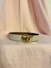 Michael Kors Womens Reversible Logo Belt Ivory Brown Gold Round Mk Buckle Size S