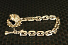 Rare Chinese Miao Silver Old Hand Carved Dog Head Statue Bracelet Gift 