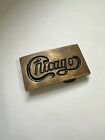 Vintage 1960   s 1970   s Chicago Rock Music Band Solid Brass Belt Buckle Vtg