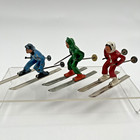 19 Piece Lot Vintage Barclay Cast Iron Skiers Sledding Skaters  Couple On Bench