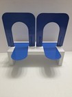Set Of 2 Blue Vintage Industrial Metal Book Ends School Library Steel 5 5  Tall 
