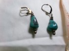 Vintage Solid Sterling Silver Turquoise Matrix Pierced Earrings  Pre-owned 