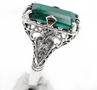 10ct Treated Emerald 925 Sterling Silver Nouveau Style Ring Jewelry Sz 8  