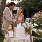 Elegant Wedding Card Box - Beige  Card Holder W gold Foil