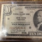 1929  10 Ten Dollar National Currency Federal Reserve Bank New York Brown Note