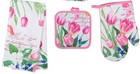 3 Pc Kitchen Set 1pot Holder 1oven Mitt 1microfiber Towel flowers  Tulips k co
